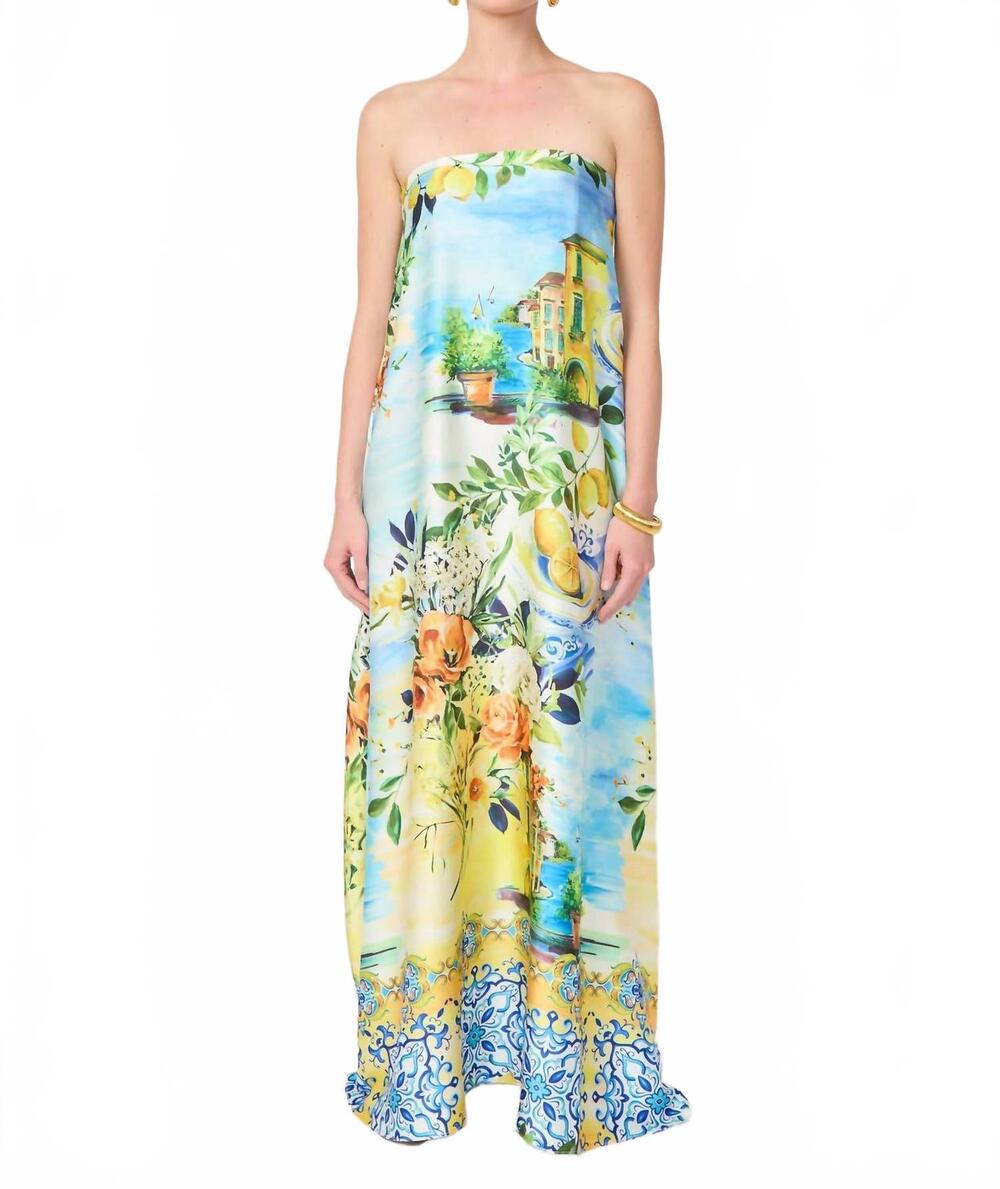 NEW GILNER FARRAR jianna strapless dress in portofino print